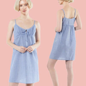 Coquette Gingham Mini Dress - Laced Front Summer Staple, Size M